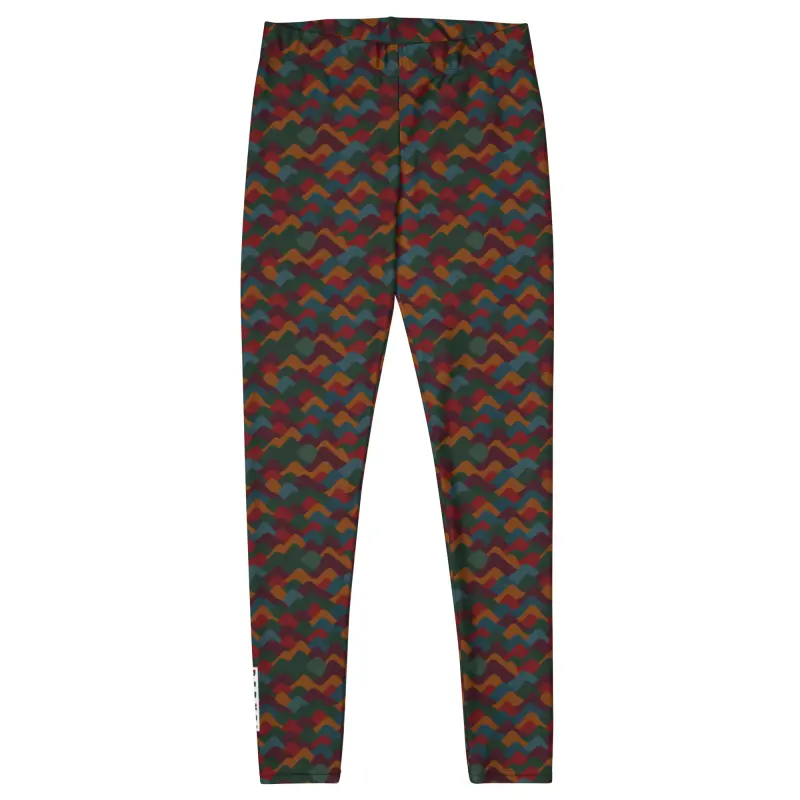 Bunte BERKEI Trail Leggings Indian Summer mit fröhlichem Wellenmuster, ideal für Outdoor-Aktivitäten.