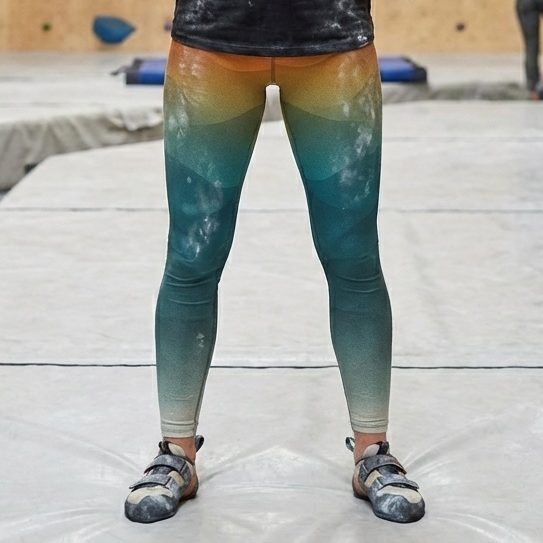 BERKEI Trail Leggings Forest Sunrise, sportliche Leggings in Farben des Waldes und Sonnenaufgangs