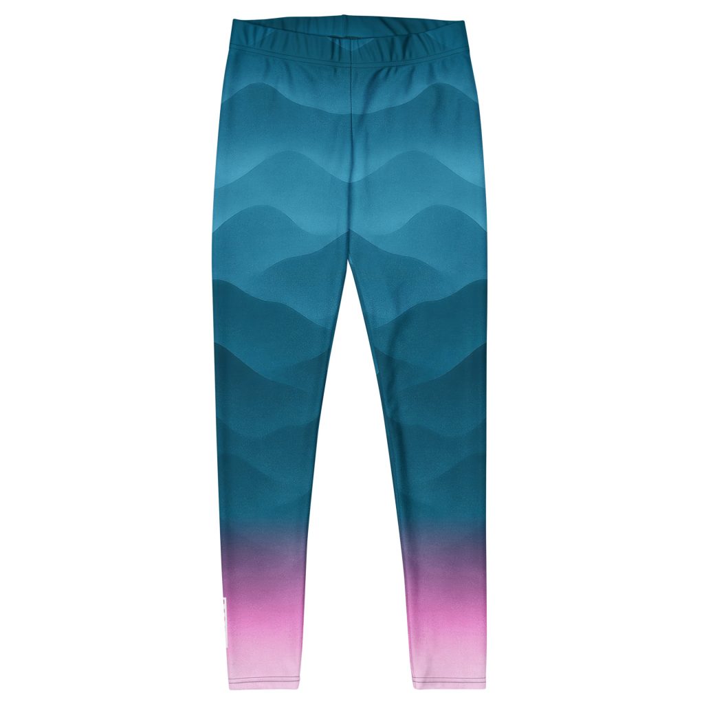 BERKEI Trail Leggings in Fountain Blue mit Wellendesign, ideal für Outdoor-Aktivitäten.