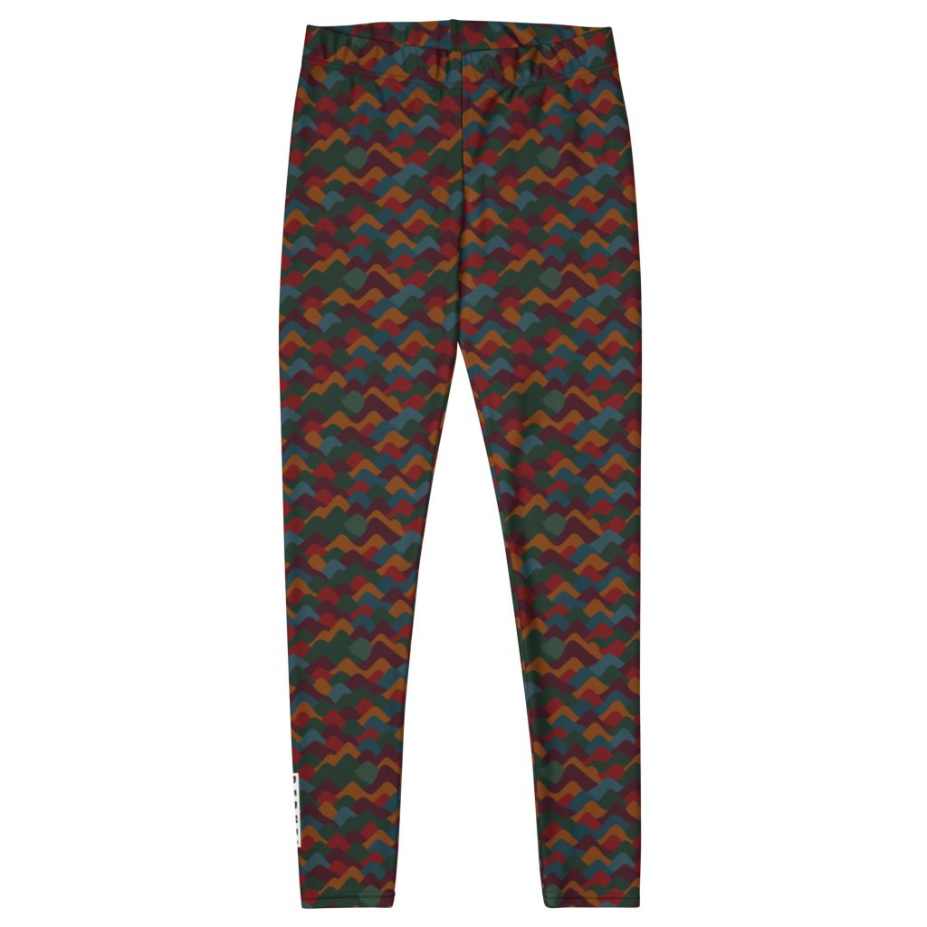 Bunte BERKEI Trail Leggings Indian Summer mit fröhlichem Wellenmuster, ideal für Outdoor-Aktivitäten.