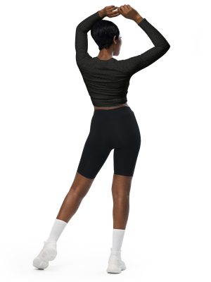 Recyceltes Langarm Crop Top Midnight Leo – Bild 6