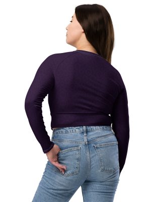 Recyceltes Langarm Crop Top Purple Leo – Bild 3
