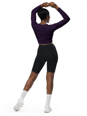 Recyceltes Langarm Crop Top Purple Leo – Bild 7