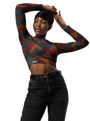 Recyceltes Langarm Crop Top Indian Summer – Bild 5