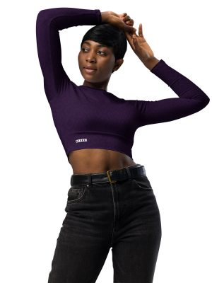 Recyceltes Langarm Crop Top Purple Leo – Bild 6