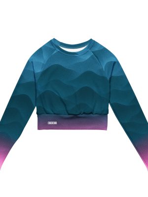 Recyceltes Langarm Crop Top Fountain Blue – Bild 4