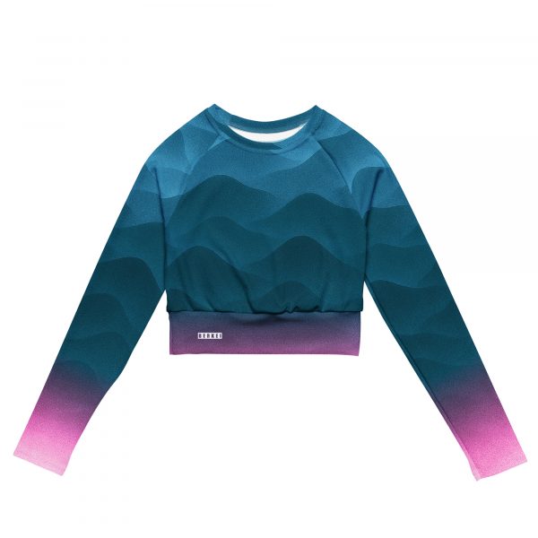 Recyceltes Langarm Crop Top Fountain Blue