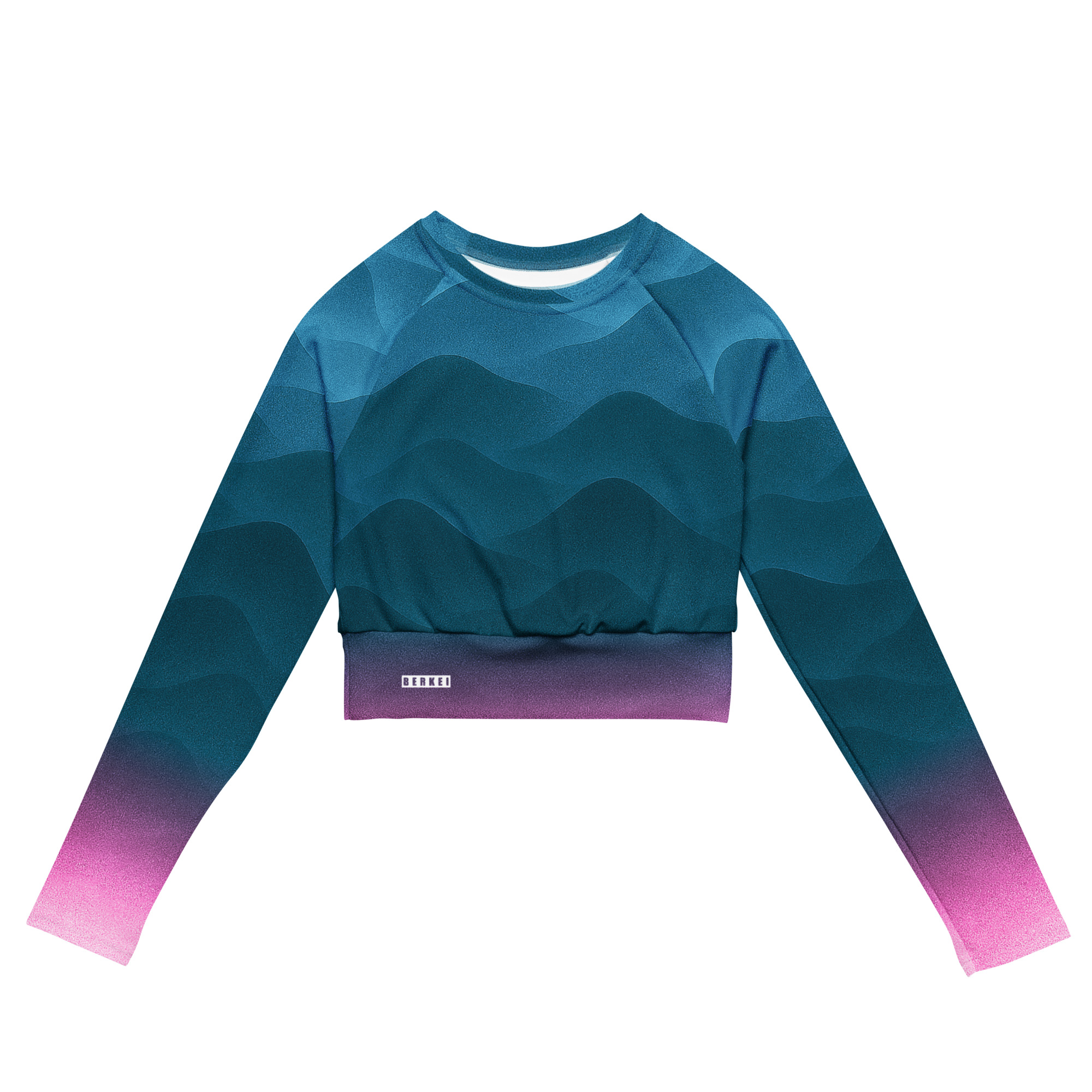 Recyceltes Langarm Crop Top Fountain Blue – Bild 4