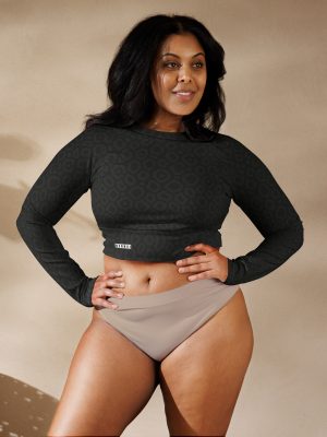 Recyceltes Langarm Crop Top Midnight Leo – Bild 4