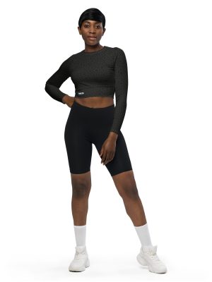 Recyceltes Langarm Crop Top Midnight Leo – Bild 5