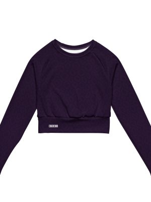 Recyceltes Langarm Crop Top Purple Leo – Bild 2