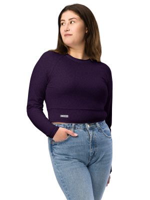 Recyceltes Langarm Crop Top Purple Leo – Bild 4