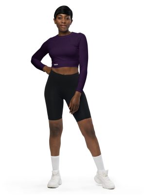 Recyceltes Langarm Crop Top Purple Leo – Bild 5