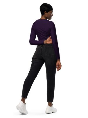 Recyceltes Langarm Crop Top Purple Leo – Bild 1