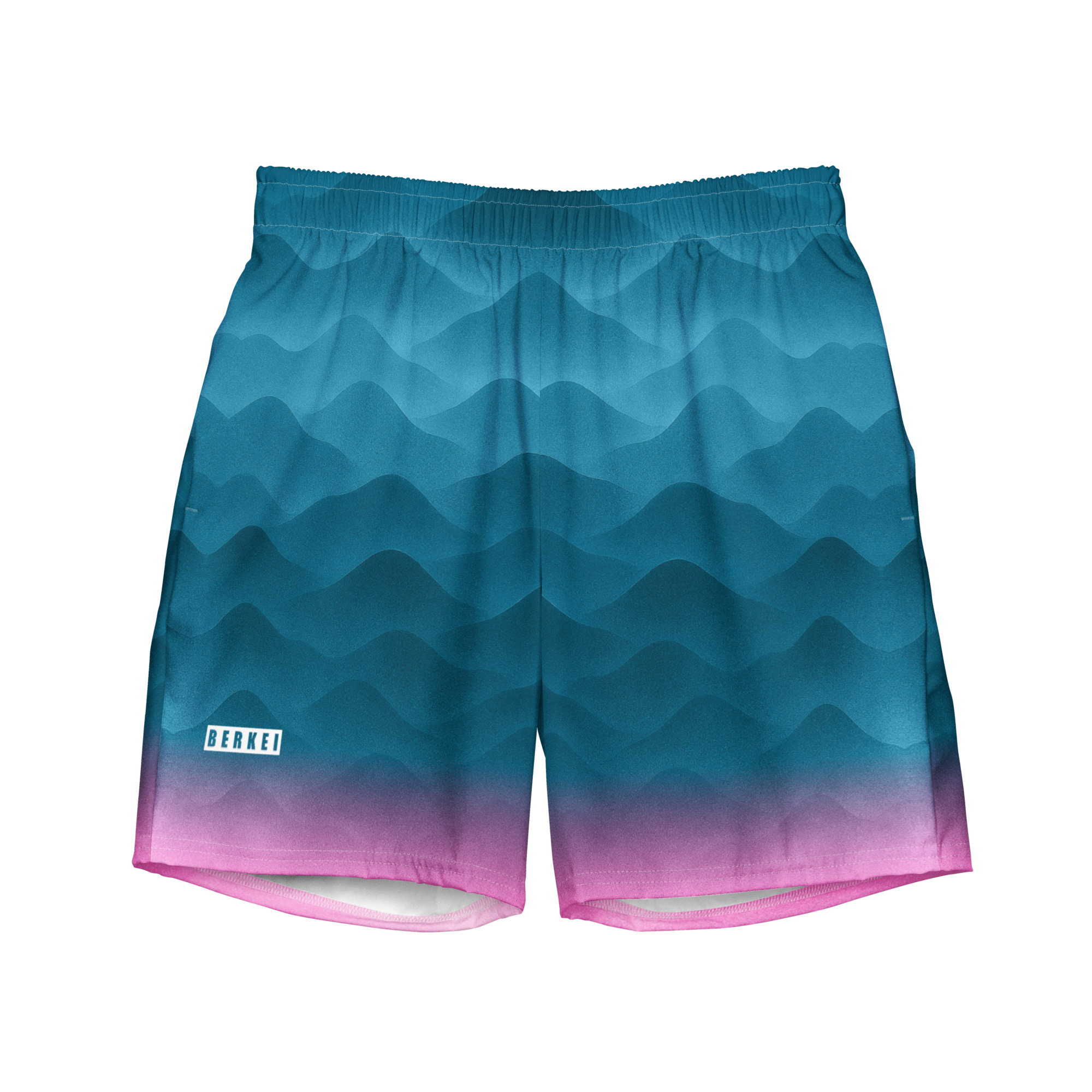BERKEI Badehose Fountain Blue mit Wellenmuster für einen sportlichen Sommer-Look