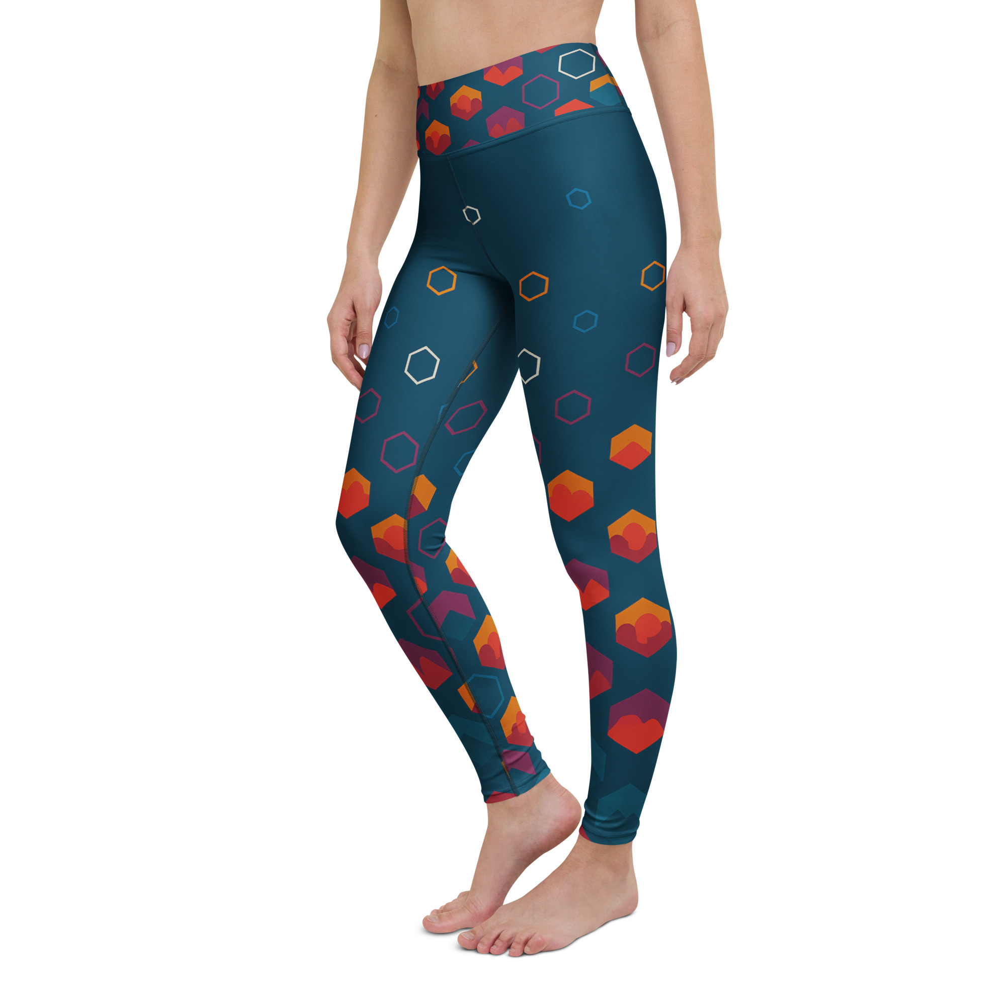 Sportliche BERKEI High-Waist Performance Leggings Night Gear mit modernem Muster in der Natur