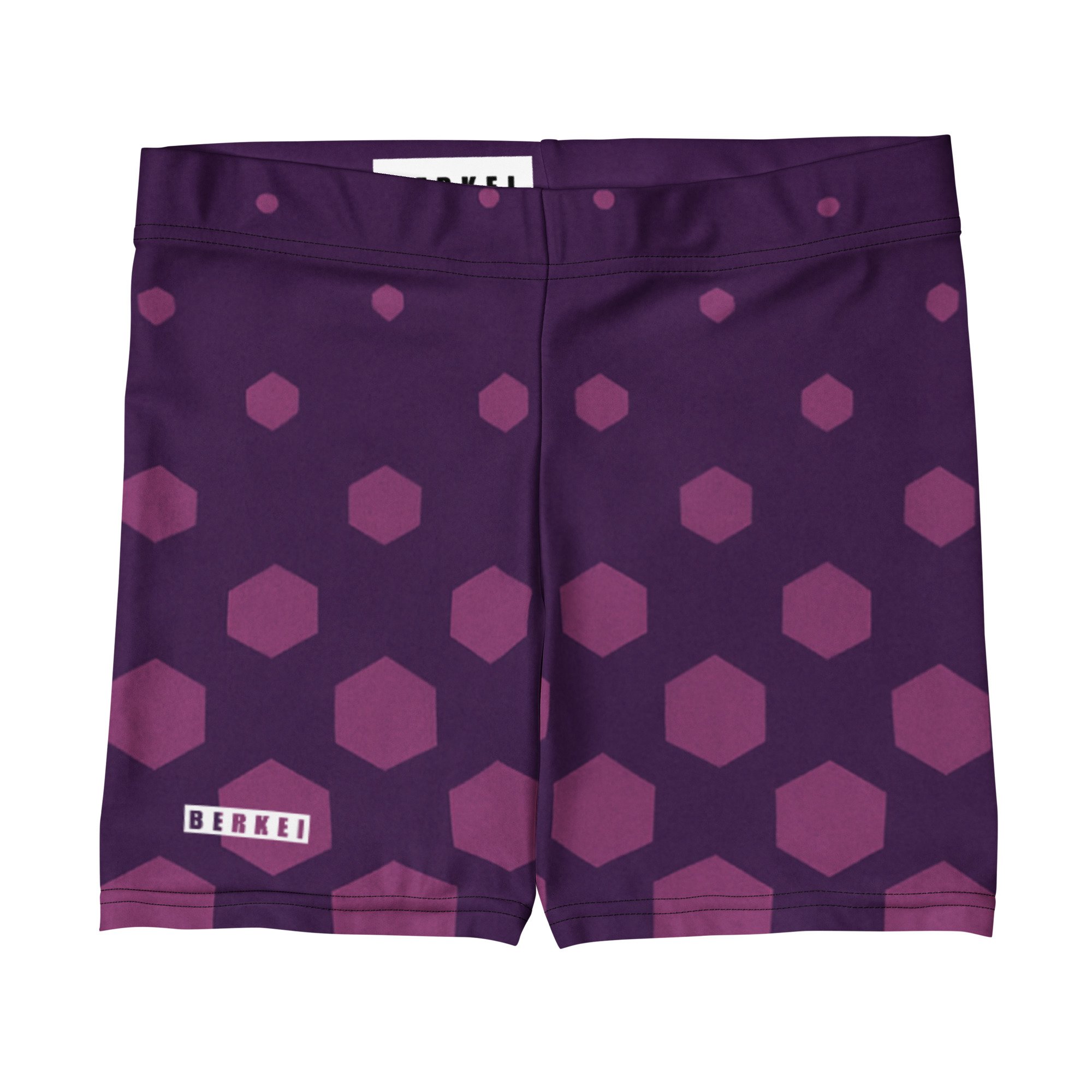 Lila BERKEI Performance Shorts mit geometrischem Muster für Sport und Freizeit.