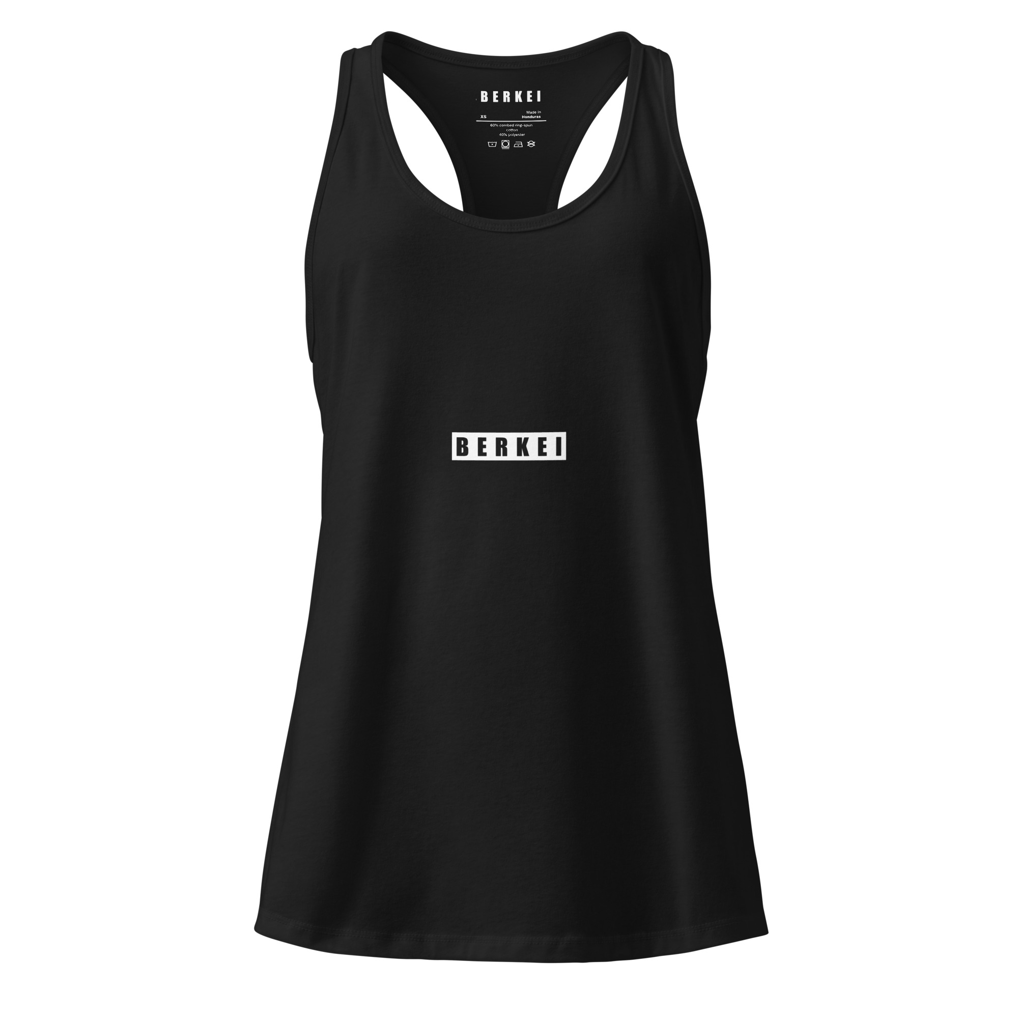 Schwarzes BERKEI Racerback-Tanktop mit Logo für Sport und Freizeit