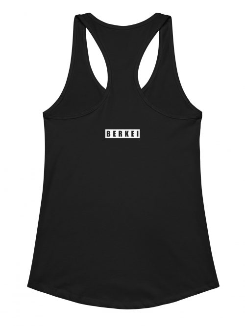 Schwarzes BERKEI Racerback-Tanktop für Damen, ideal für Sport und Freizeit.