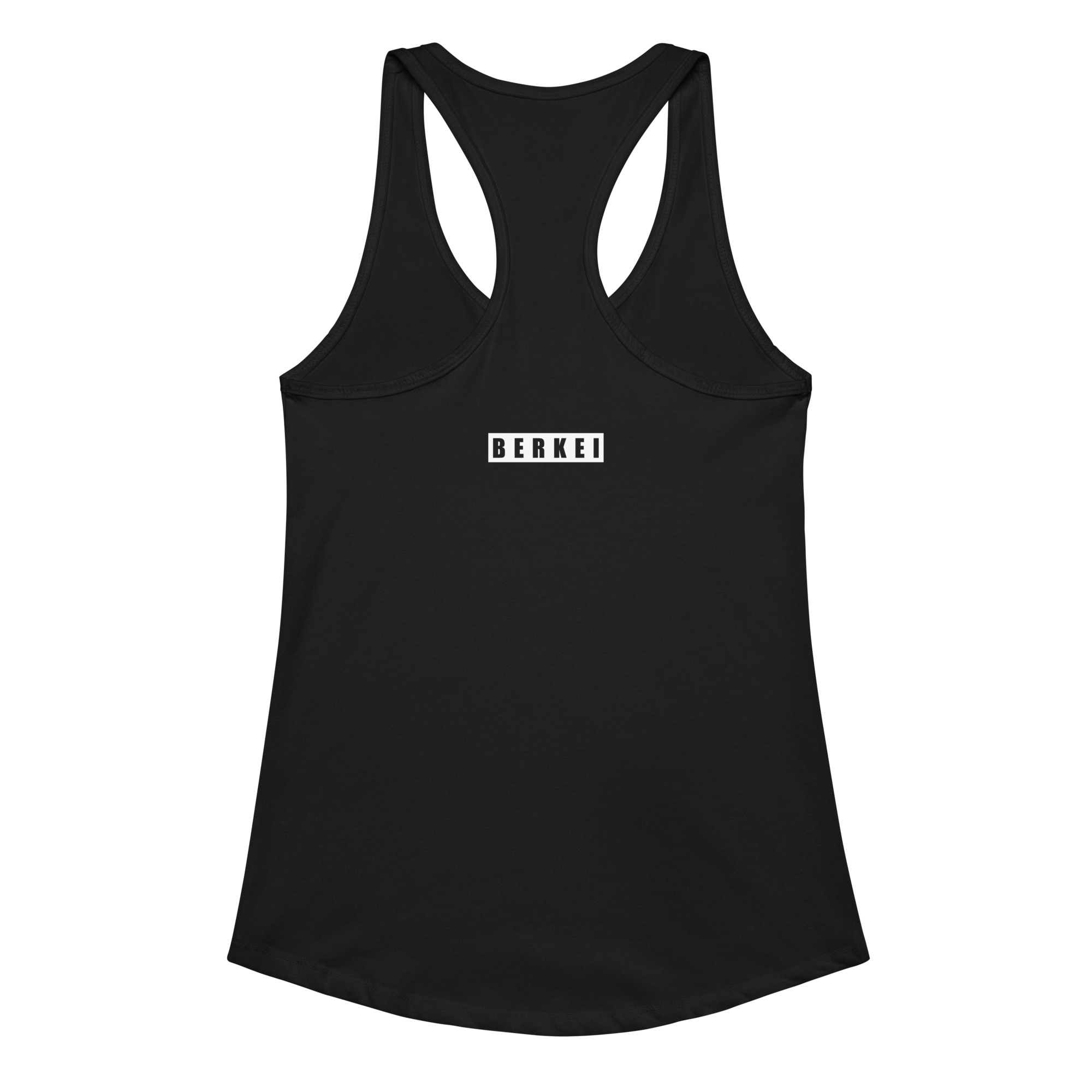 Schwarzes BERKEI Racerback-Tanktop für Damen, ideal für Sport und Freizeit.