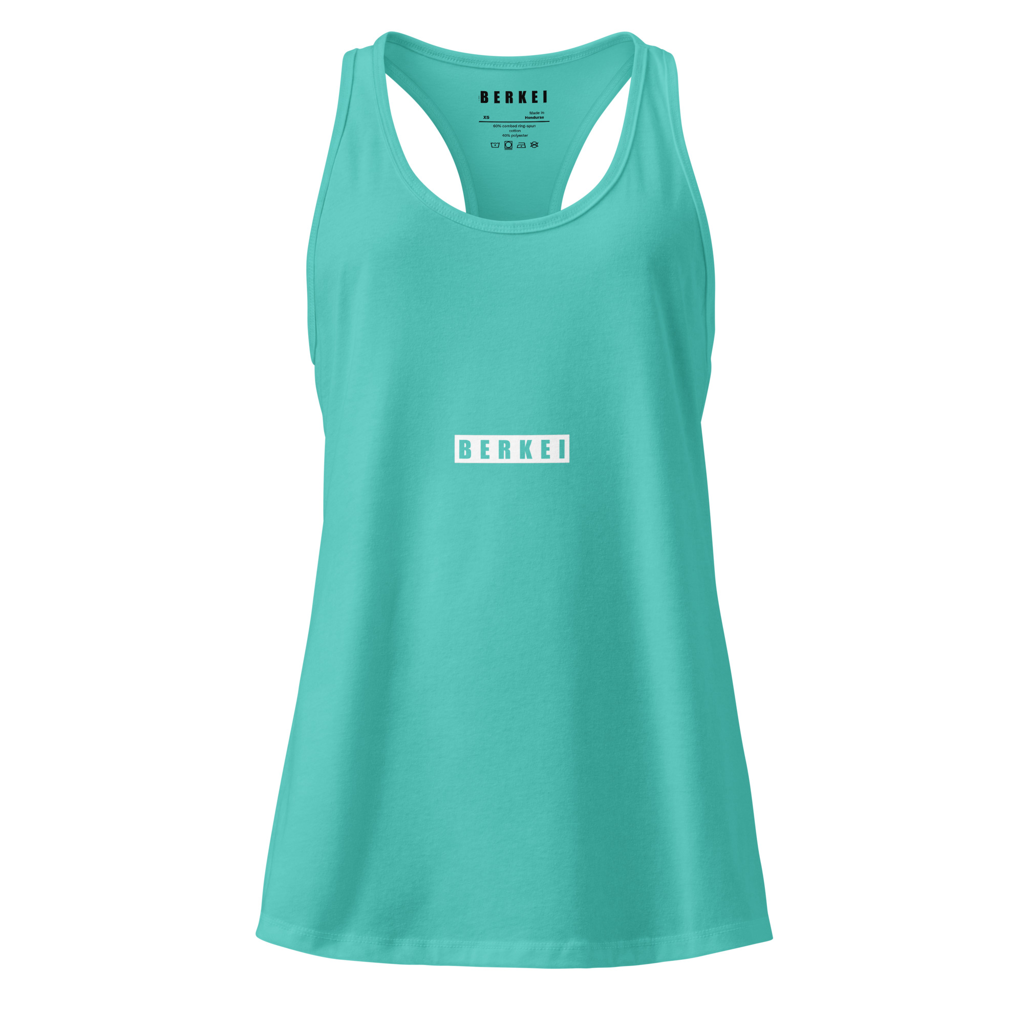 Türkises BERKEI Racerback-Tanktop aus Bio-Baumwolle für sportliche Aktivitäten