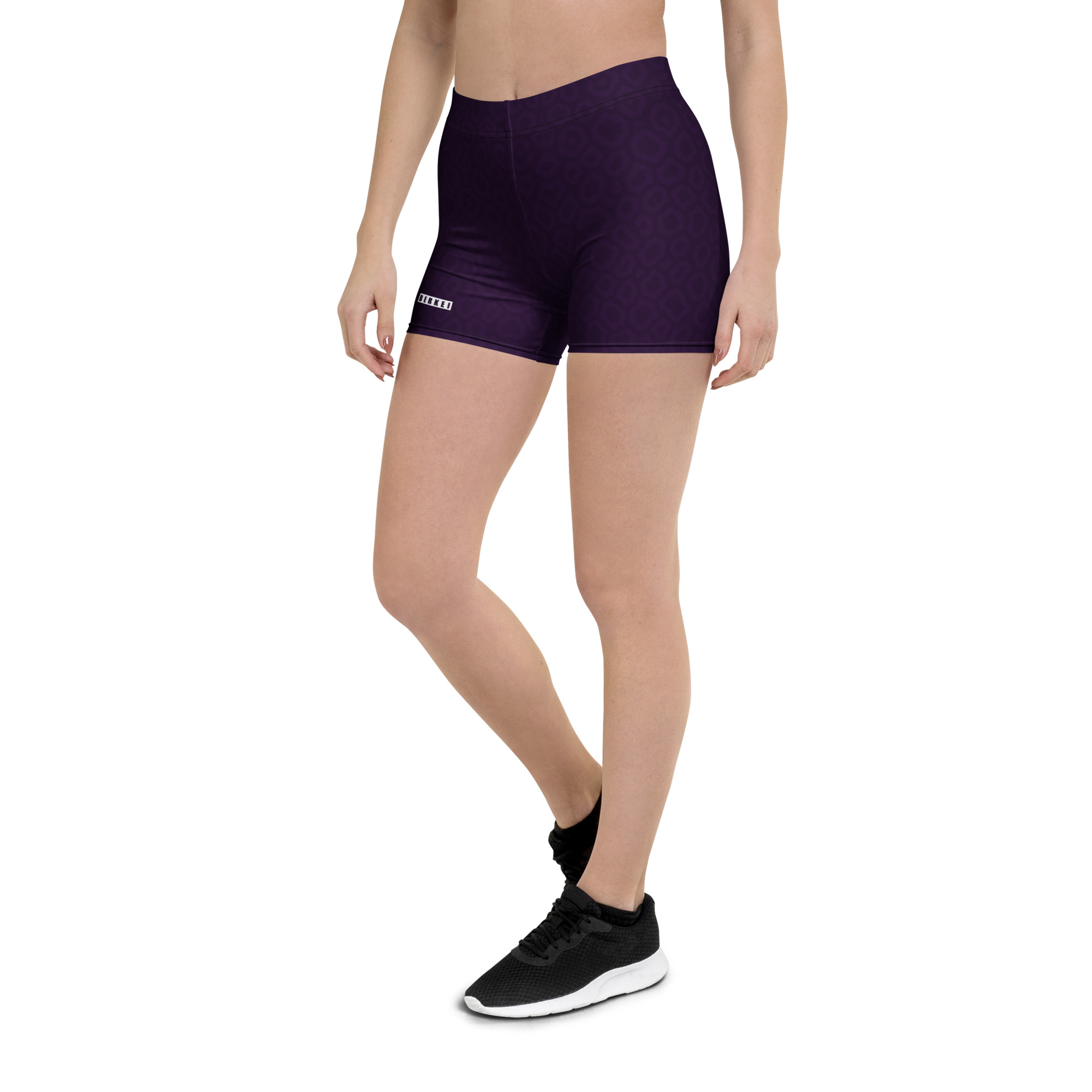 Sportliche BERKEI Shorts in lila mit Leopardenmuster, perfekt für Fitness und Freizeit.