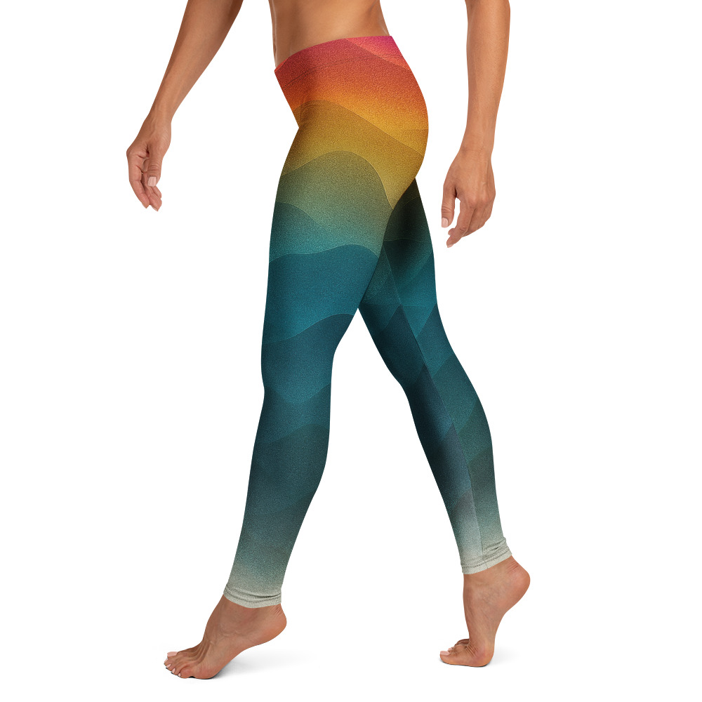 Farbenfrohe BERKEI Trail Leggings Forest Sunrise mit lebendigem Motiv