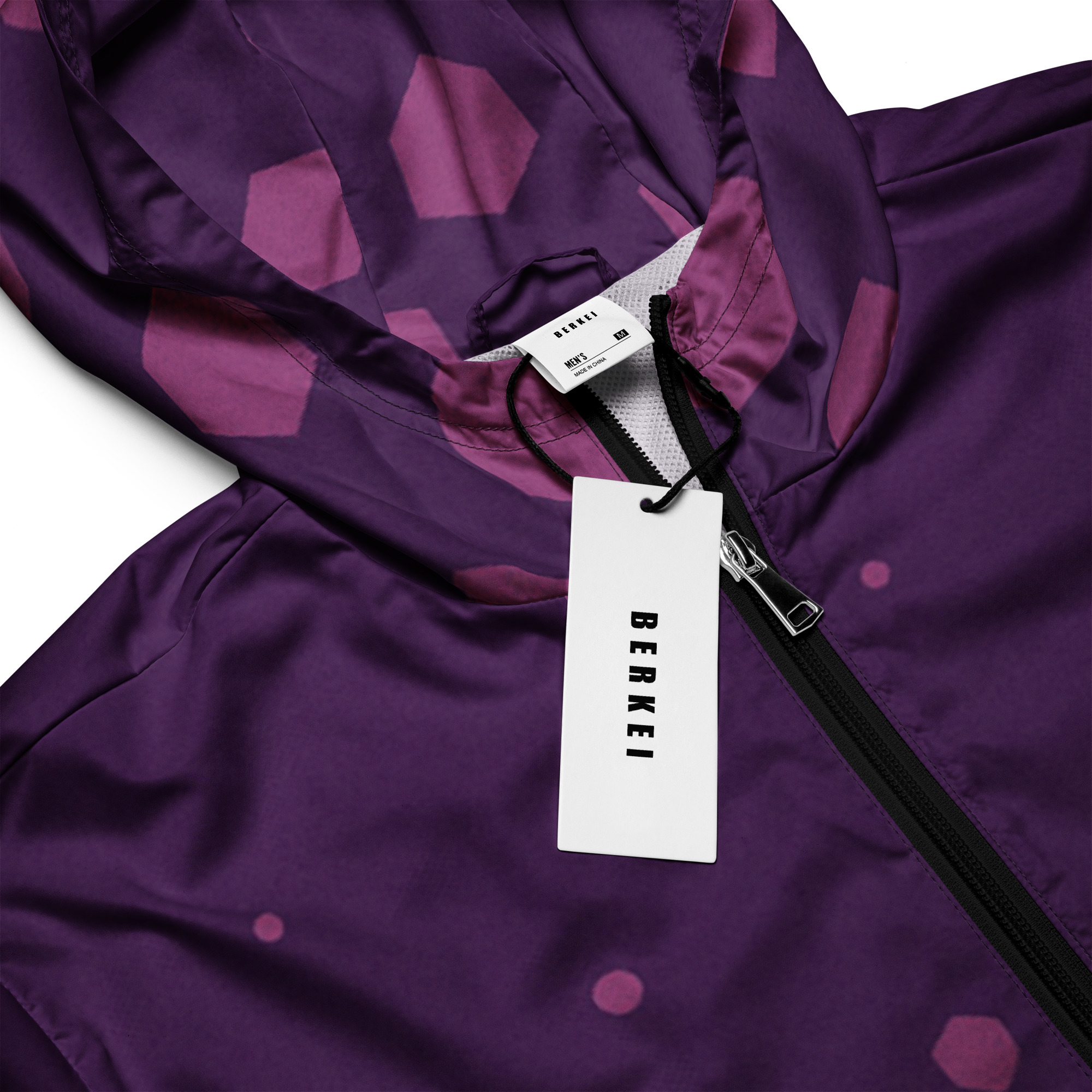 Lila BERKEI Windbreaker mit hexagonalem Design und Kapuze