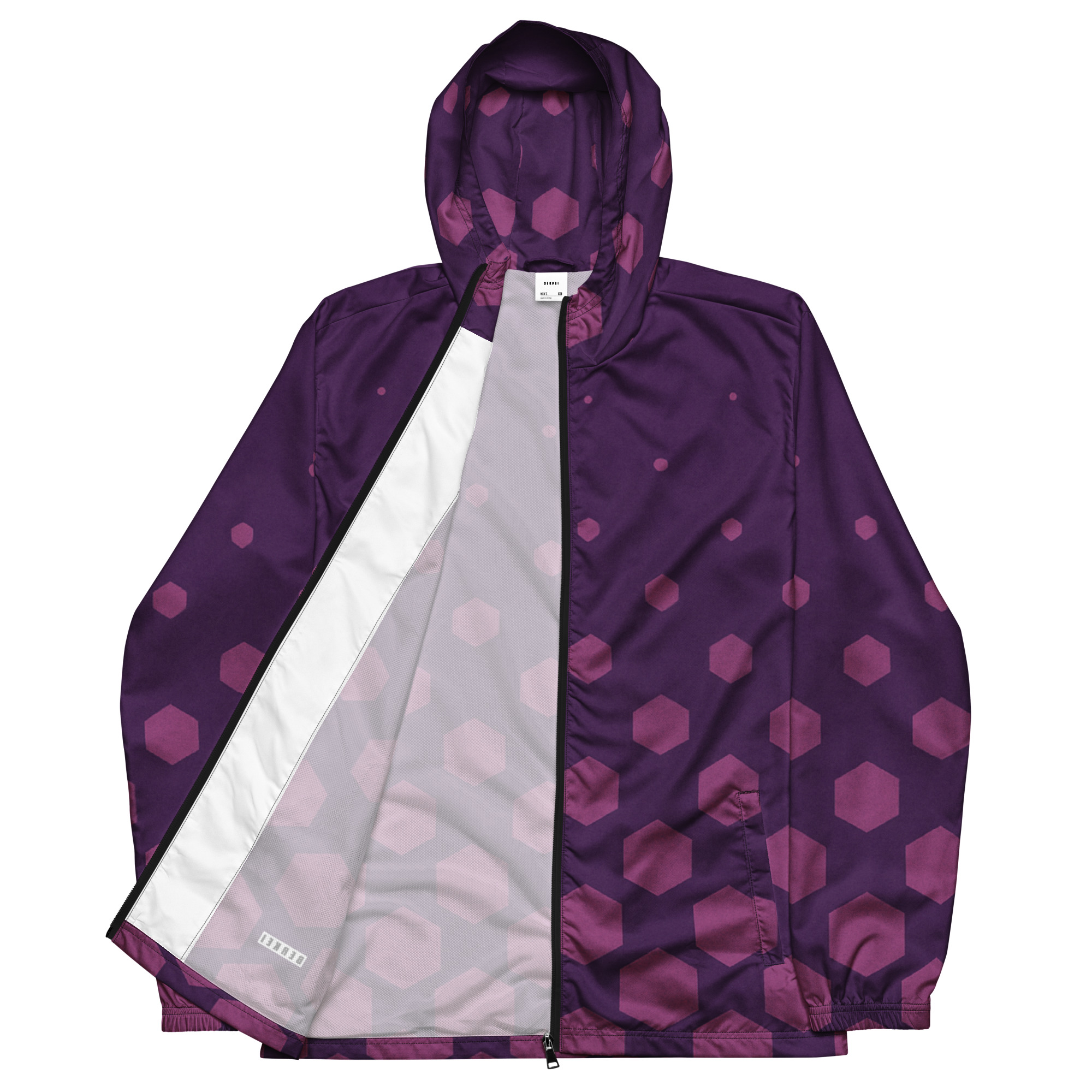 Leichter lila Windbreaker mit hexagonalen Mustern von BERKEI.