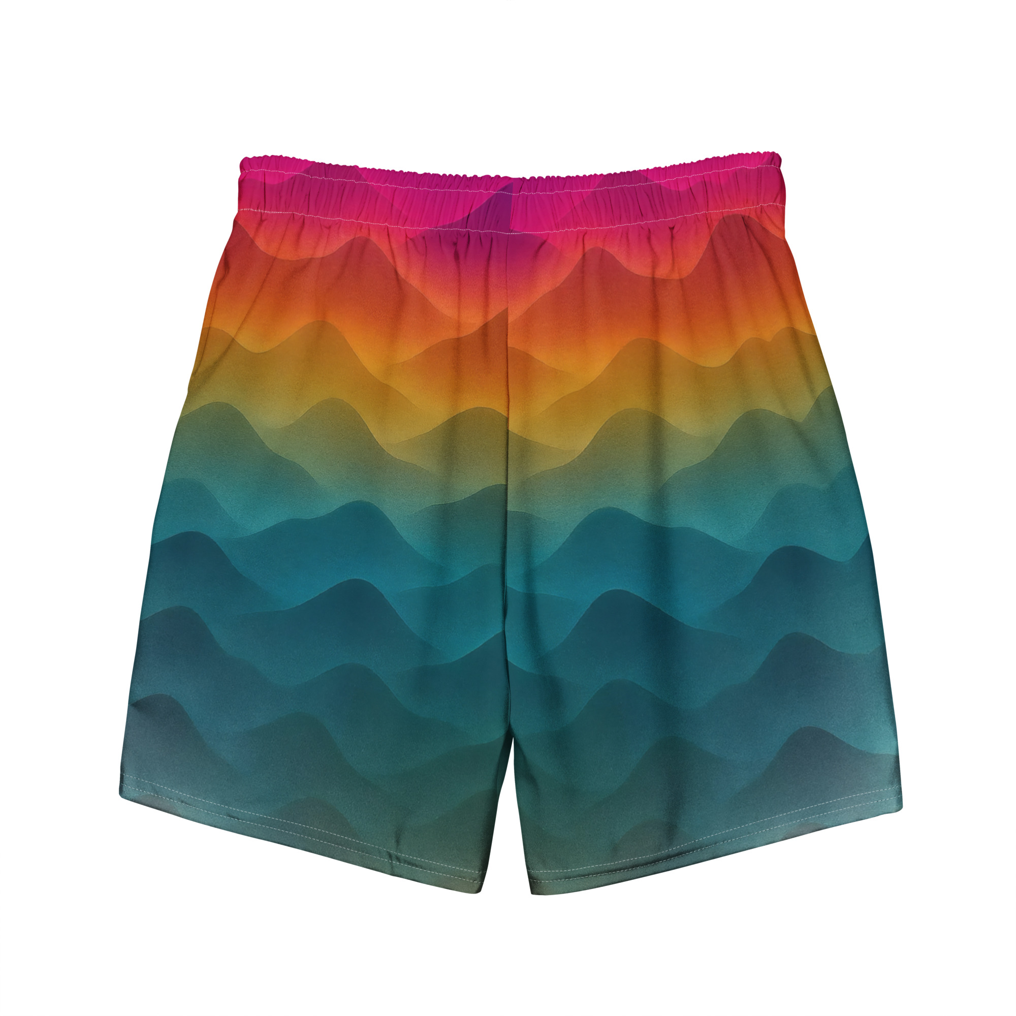 Bunte BERKEI Badehose Forest Sunrise mit Wellenmuster in leuchtenden Farben