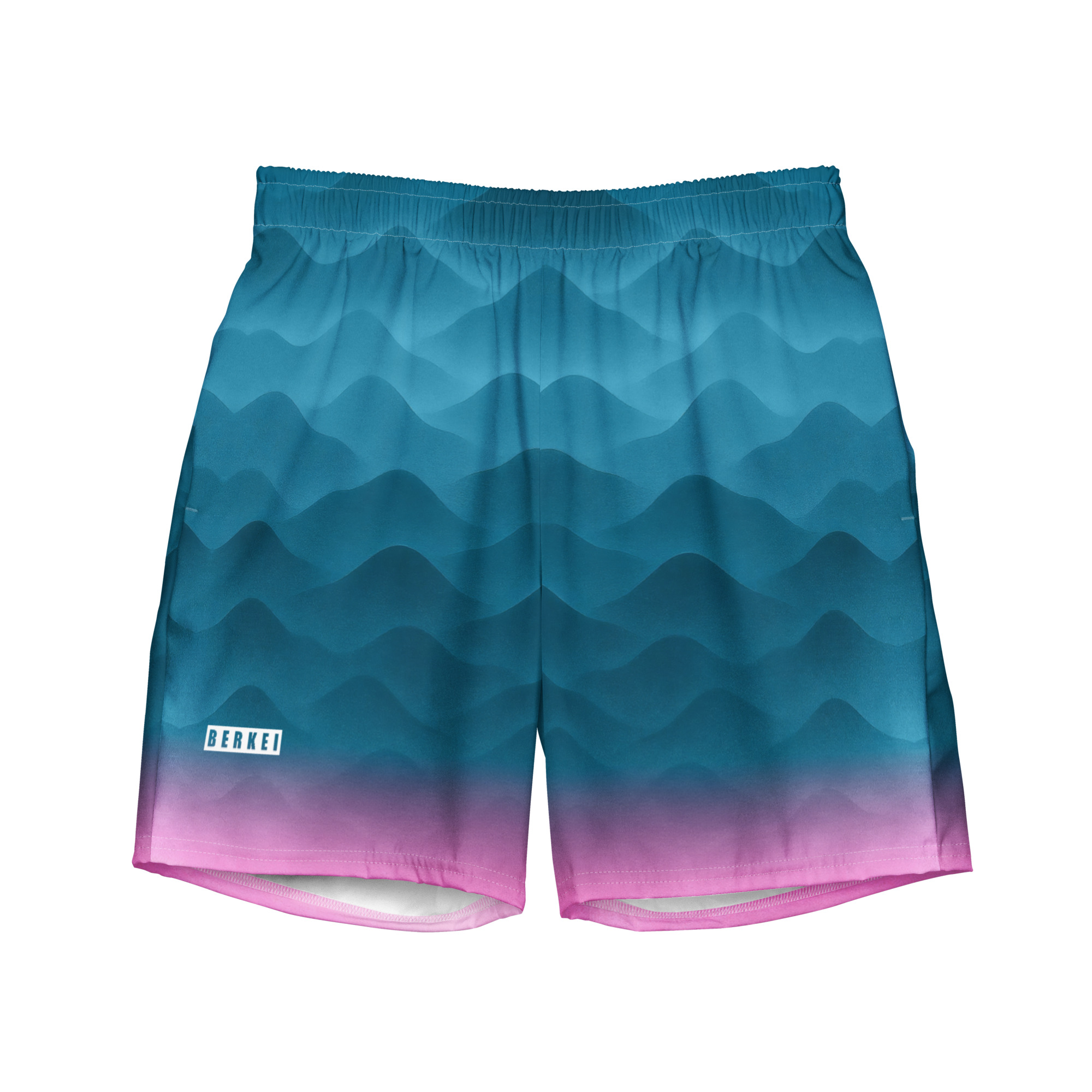 Bunte BERKEI Badehose Fountain Blue mit Wellenmuster für den Sommer