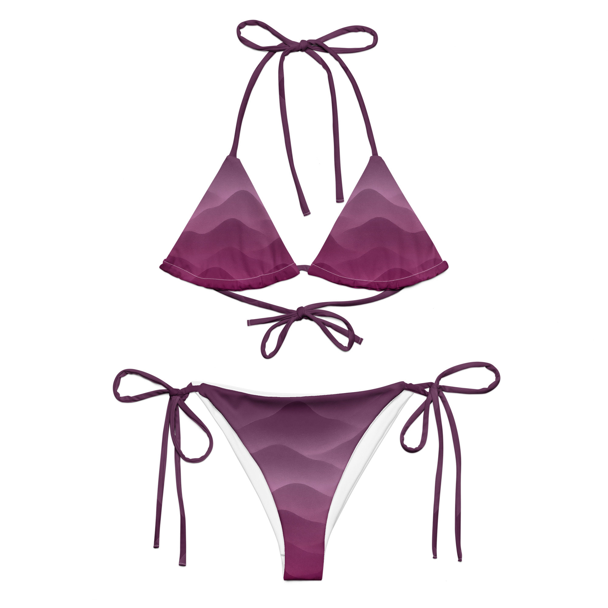 Hazy Purple Bikini von BERKEI mit verspieltem Design und bindbaren Trägern