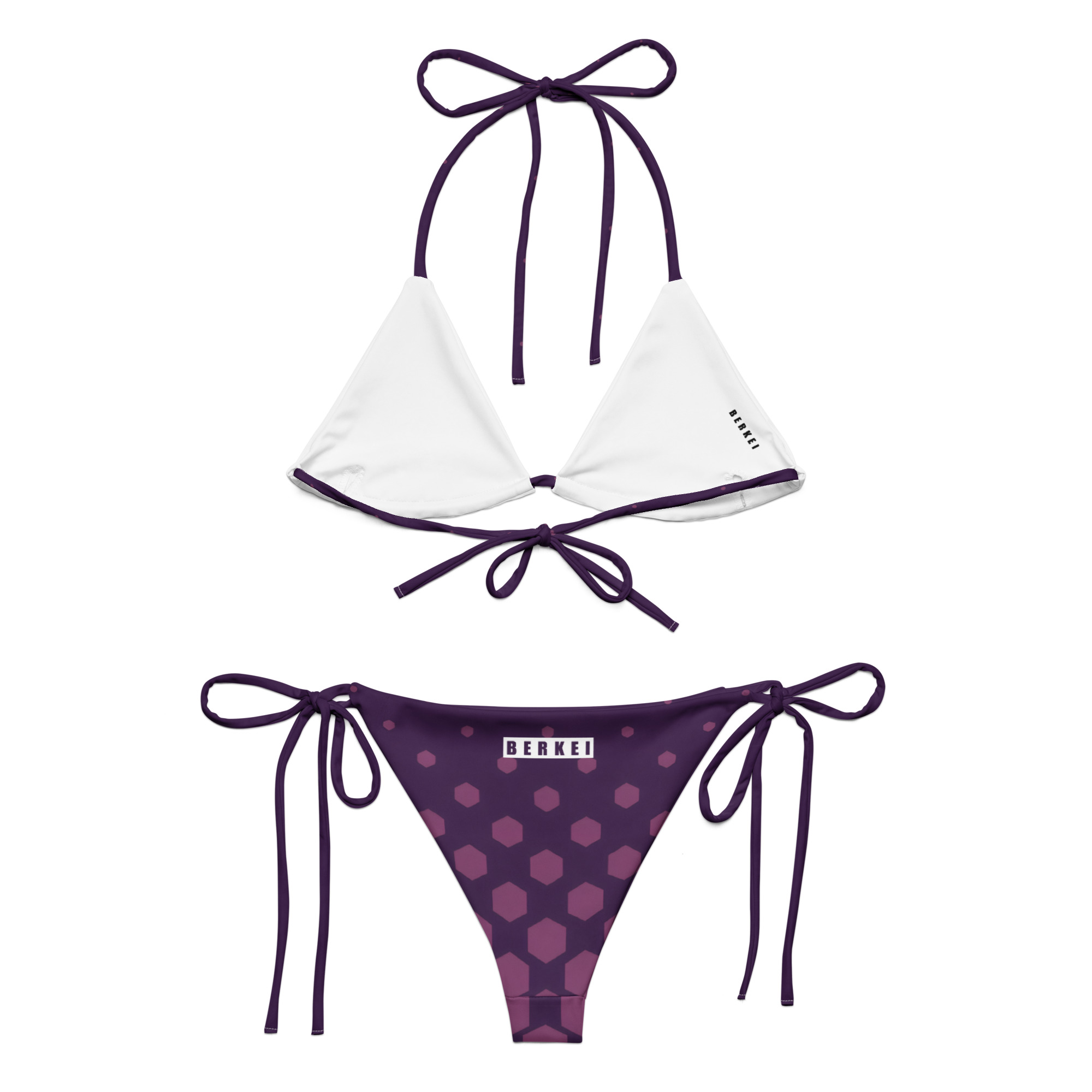 Zweiteriliger BERKEI Bikini Purple Gear mit auffälligem Muster und bindbaren Trägern