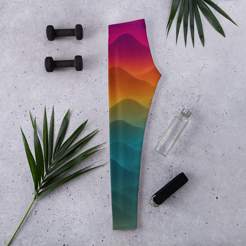 Bunte BERKEI Trail Leggings Forest Sunrise für aktive Outdoor-Aktivitäten mit schönem Farbverlauf