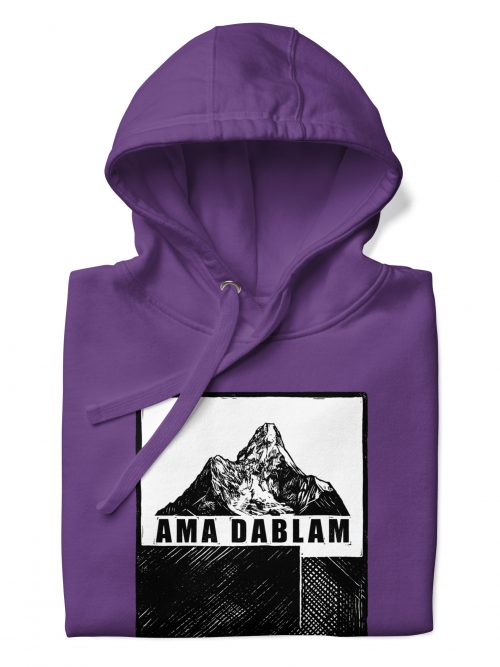 Lila Hoodie der BERKEI Ama Dablam Bergserie mit Bergmotiv