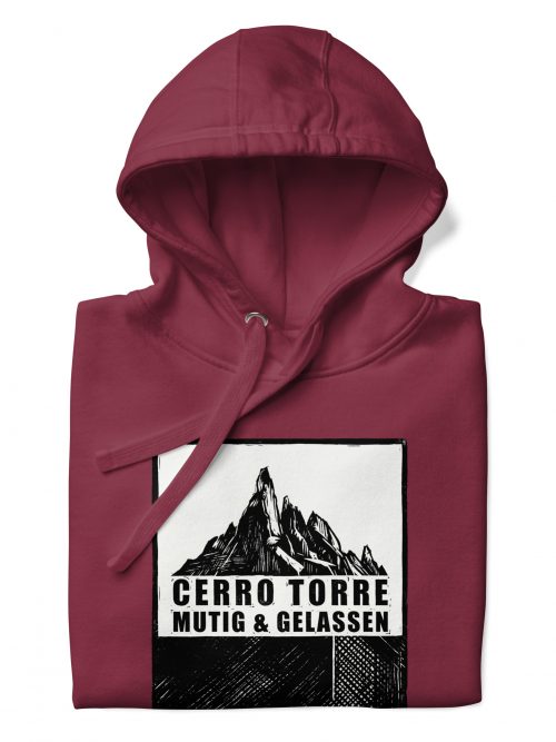 Maroon Hoodie von BERKEI mit Cerro Torre Motiv für abenteuerliche Tage