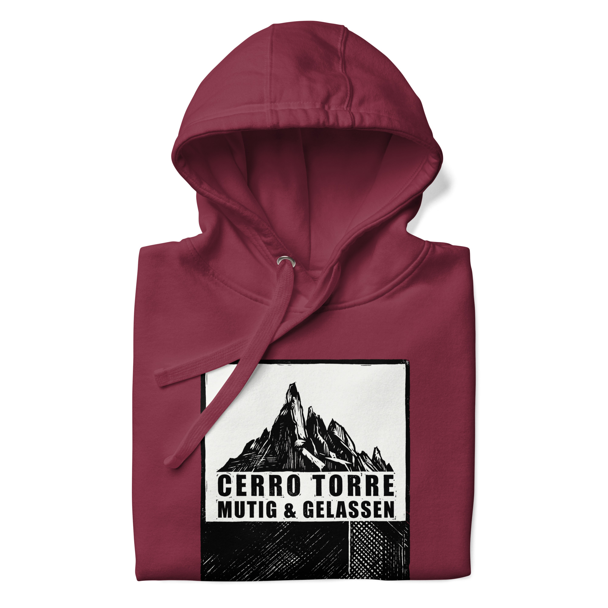 Maroon Hoodie von BERKEI mit Cerro Torre Motiv für abenteuerliche Tage