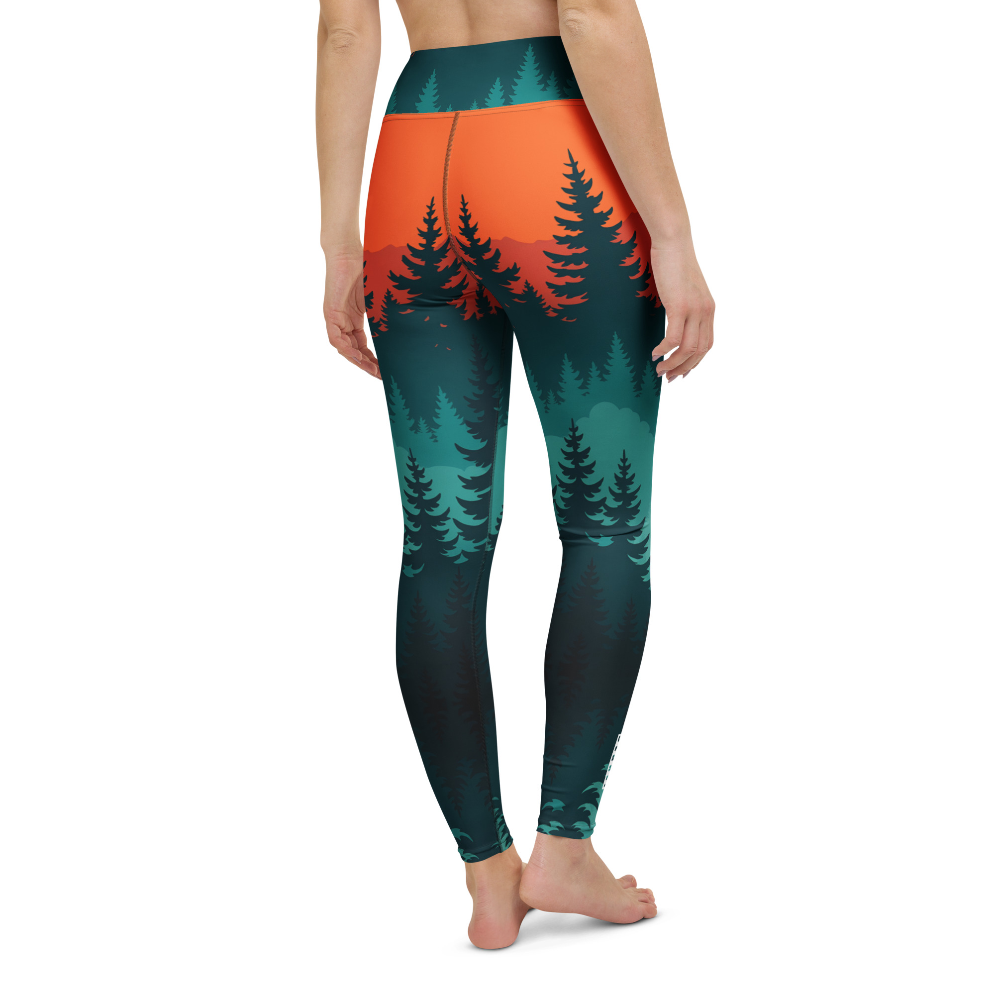 BERKEI High-Waist Performance Leggings mit Taiga Sunset und Baum-Motiv