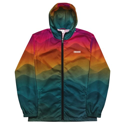 Unisex BERKEI Windbreaker Forest Sunrise mit buntem Wellenmuster