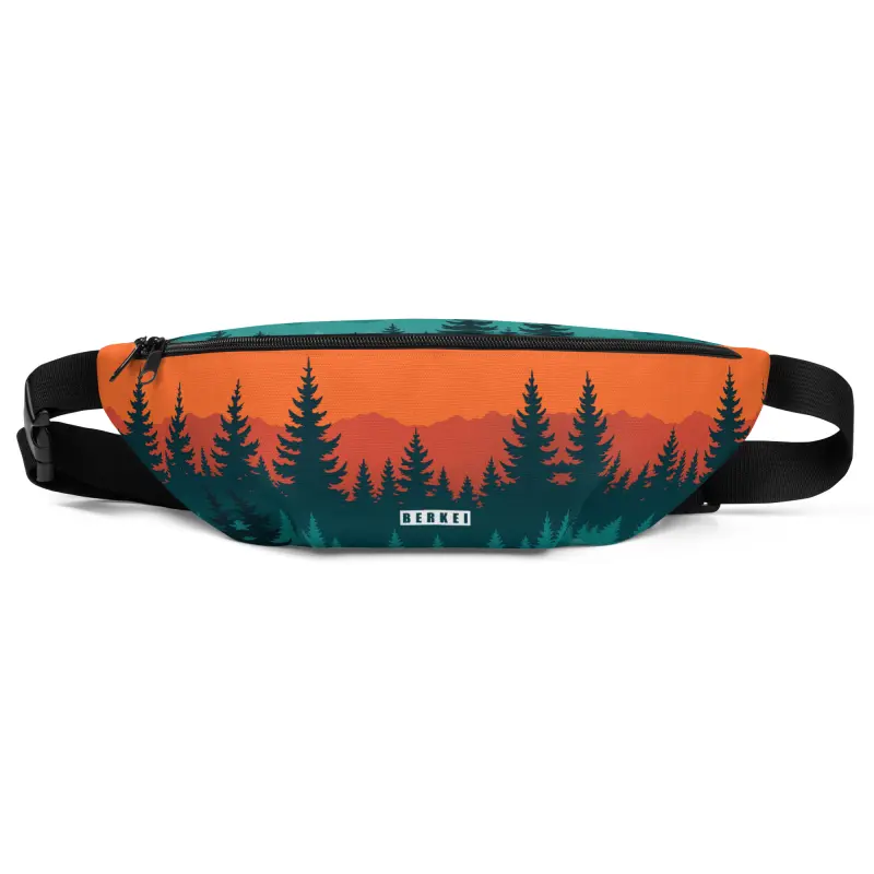BERKEI Hip Pack Taiga Sunset mit Waldmotiv in Orange und Grün