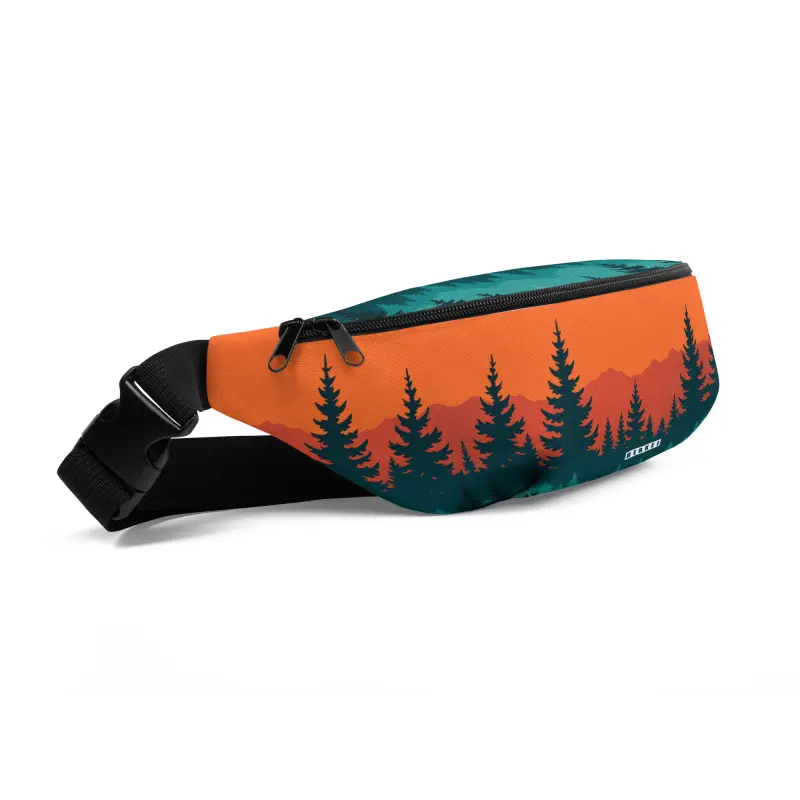 BERKEI Hip Pack Taiga Sunset in warmer Farbkombination mit Waldmotiv