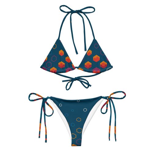 Bunt gemusterter BERKEI Bikini Night Gear mit geometrischem Design und seitlichen Bändern.
