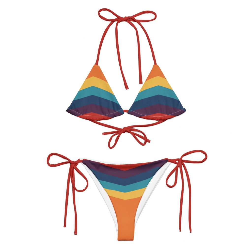 Farbenfroher BERKEI Bikini Retro I mit V-Ausschnitt und bunten Streifen