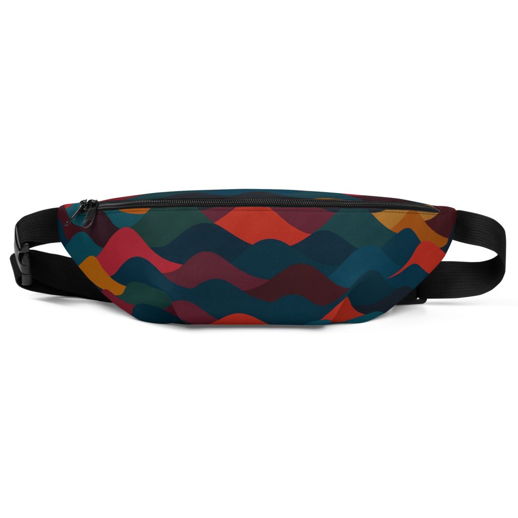 Stylische BERKEI Hip Pack Indian Summer mit buntem Wellenmuster für Festivals.