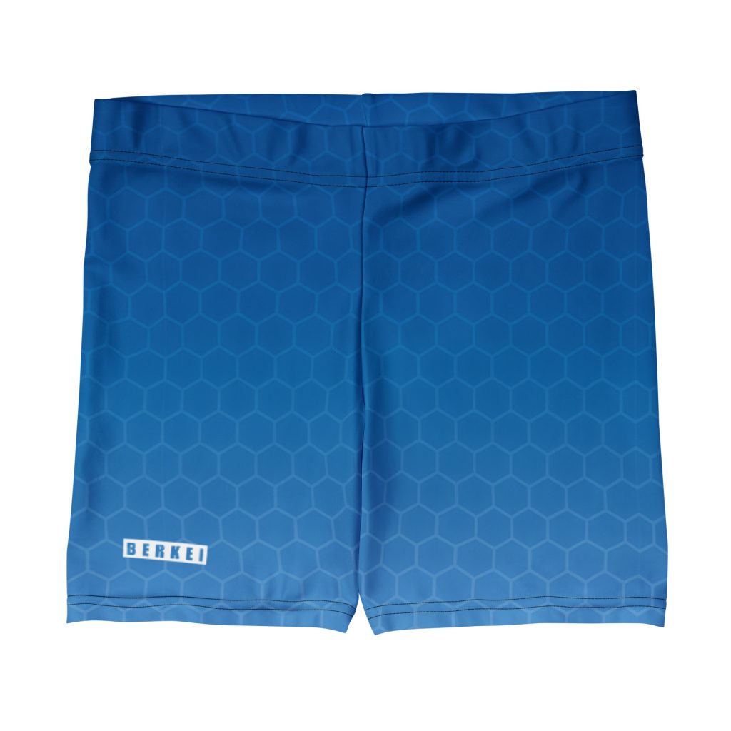 Sportliche BERKEI Shorts Blue Gear mit hexagonalem Muster in Blautönen