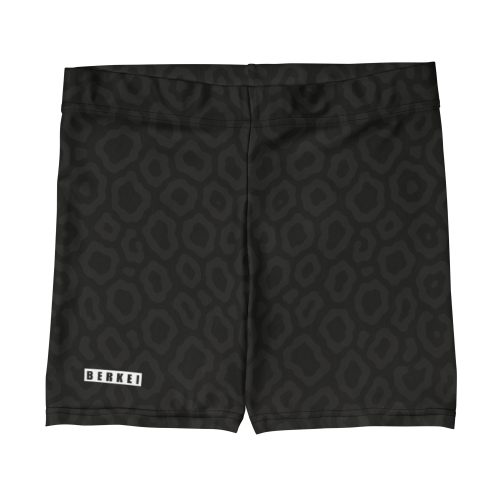 Schwarze BERKEI Shorts Midnight Leo mit dezentem Leopardenmuster für sportliche Aktivitäten