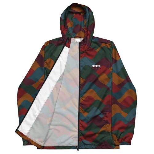 Bunt gemusterter BERKEI Windbreaker Indian Summer mit Kapuze und leichtem Material.