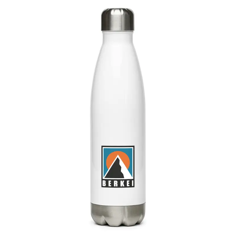 Edelstahl Trinkflasche Mountain von BERKEI in weiß mit rustikalem Design